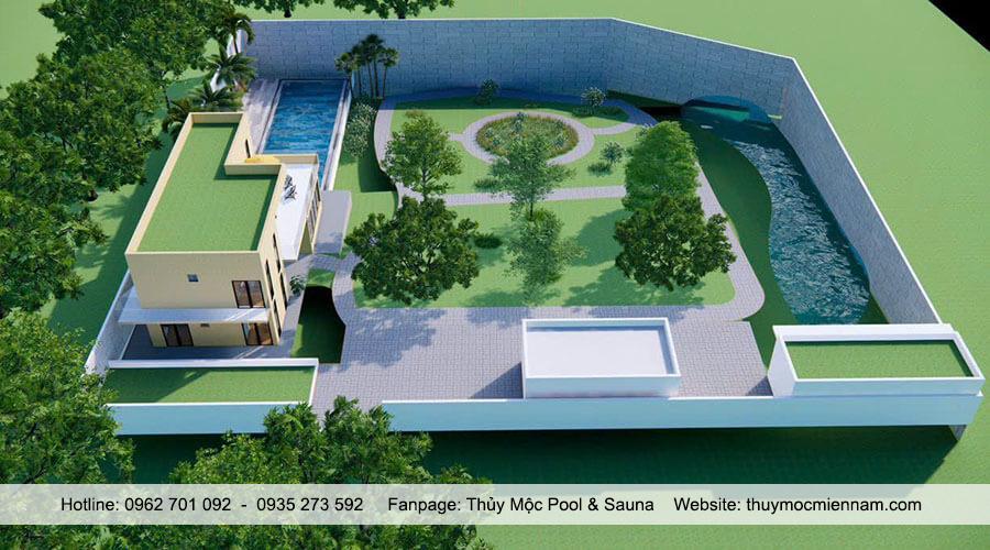 Bản vẽ 3D dự án Villa sân vườn