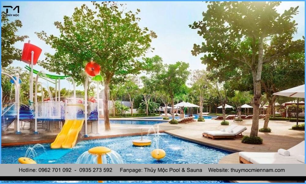Thiết kế bể bơi 4 mùa theo phong cách hiện đại