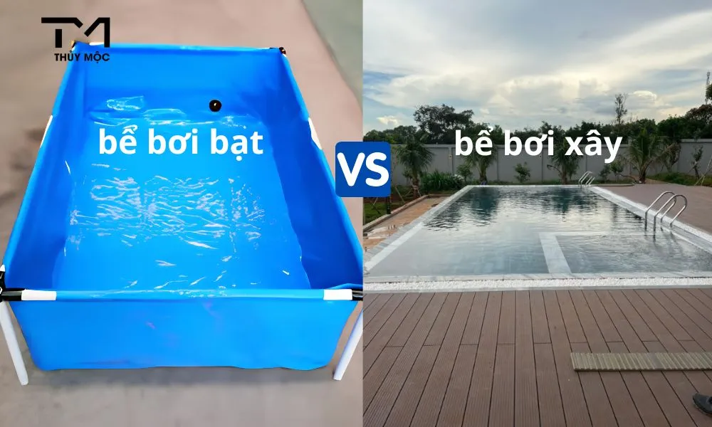 bể bơi bạt và bể bơi xây