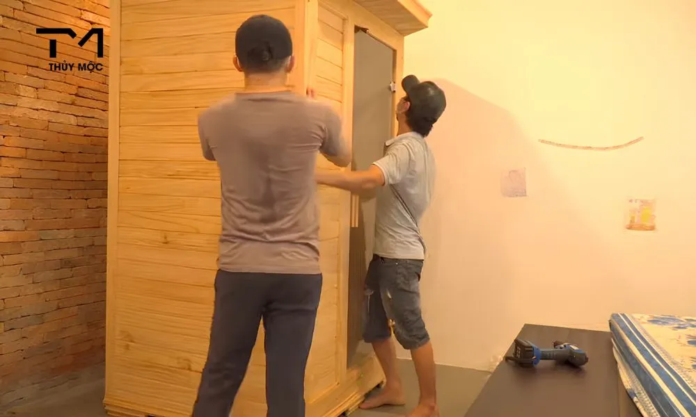 lắp cửa, ghế ngồi và phụ kiện phòng xông hơi