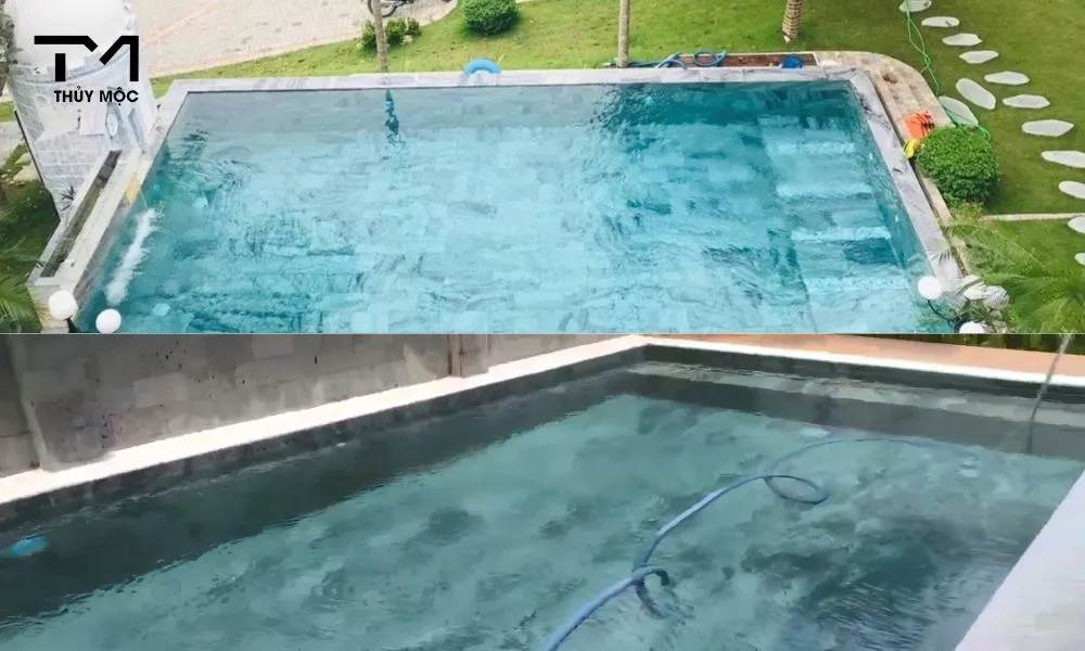 tham khảo mẫu hồ bơi lát đá sọc dưa đẹp