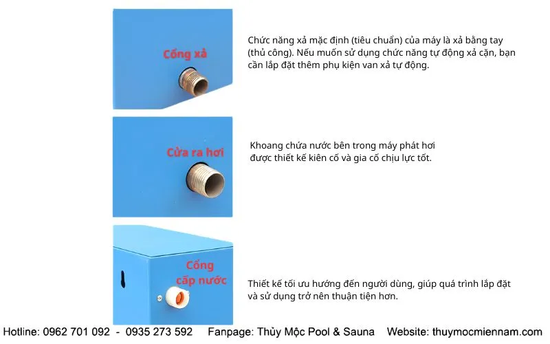 Cấu tạo bền bỉ cho tuổi thọ cao của máy xông hơi ướt xanh