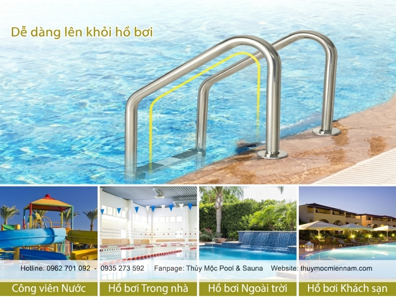 Ứng dụng thực tế của thang bể bơi SF 215
